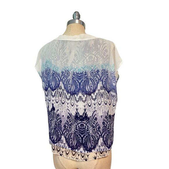 CAbi Layered Chiffon Tie Neck Blouse #238 size Medium - Picture 4 of 6